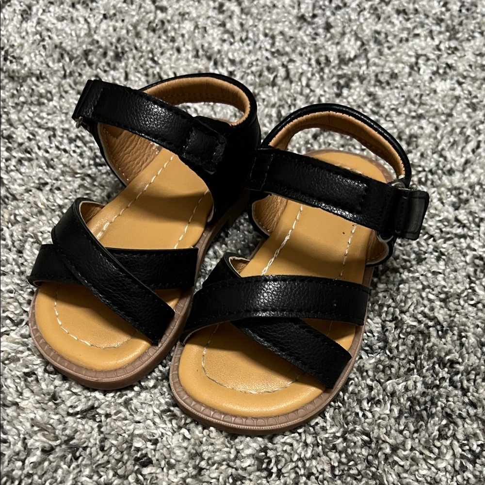 Kids Black Strappy Sandals - Classic Comfort